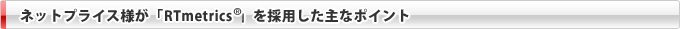 ネットプライス様が「RTmetrics&reg;」を採用した主なポイント