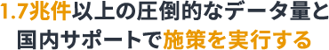 1.7兆件以上の圧倒的なデータ量と国内サポートで戦略に落とし込めると書かれたテキスト画像