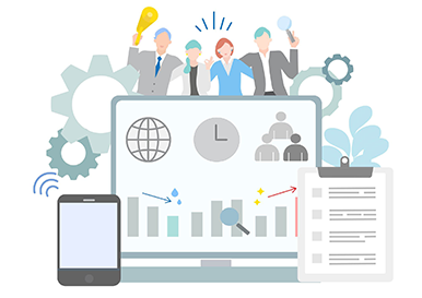 人々とデータのイメージ画像