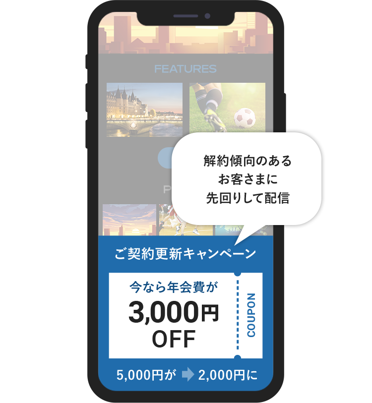 解約傾向のあるお客さまに先回りして配信